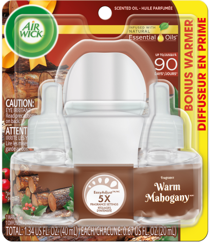 AIR WICK Scented Oil  Warm Mahogany  Kit Discontinued